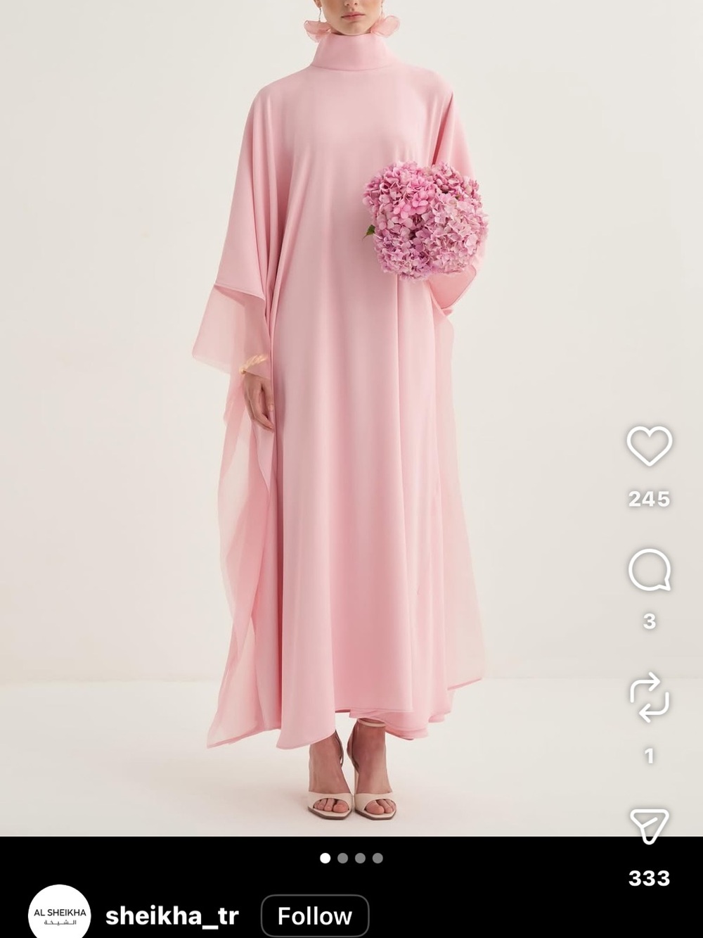 Sheikha Tr Pink High-Neck Maxi Kaftan Dress